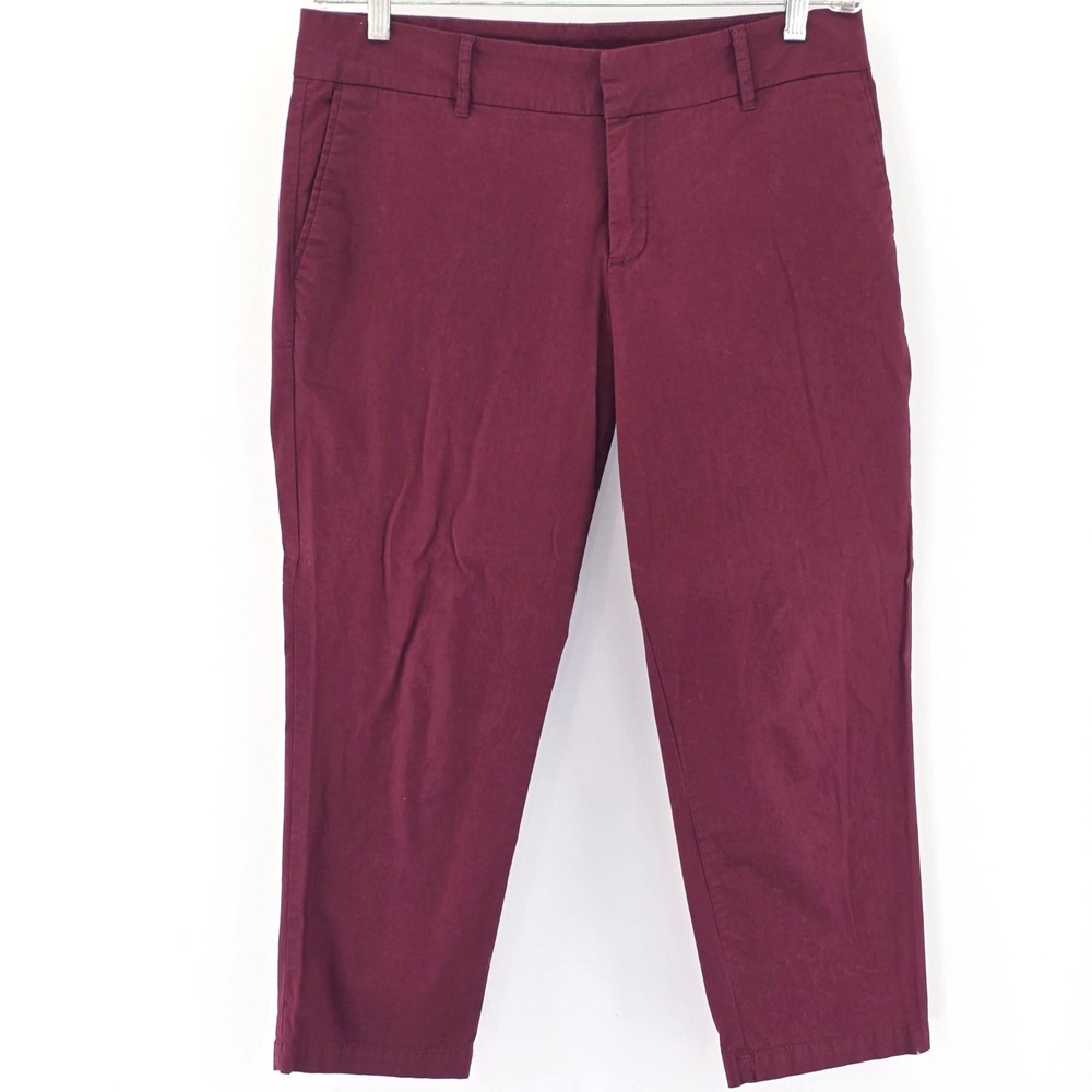 Kut from the Kloth Diana Skinny Corduroy Pants Womens 12 Burgundy Wine Stretch